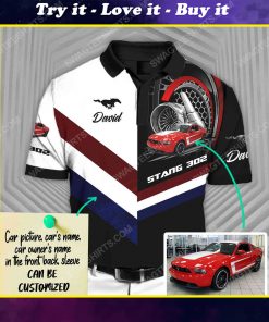 Custom ford mustang sports car racing all over print polo shirt