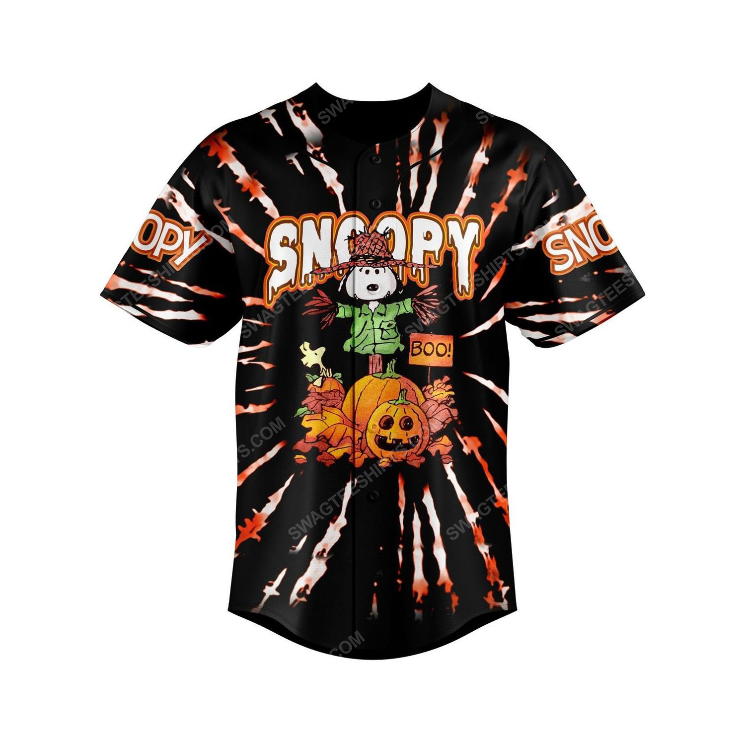 Custom halloween snoopy movie tie-dye all over print baseball jersey 3 - Copy