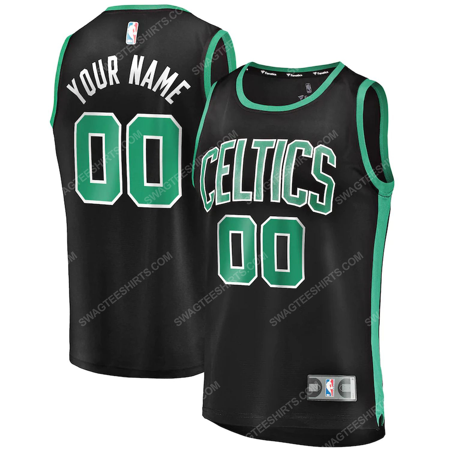 Custom name boston celtics nba full print basketball jersey - black - Copy