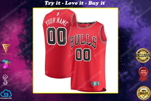 Custom name chicago bulls full print basketball jersey