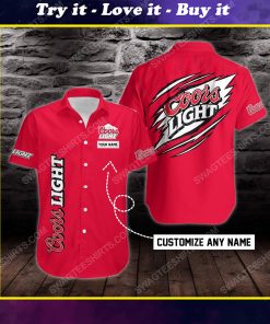 Custom name coors light beer short sleeve hawaiian shirt