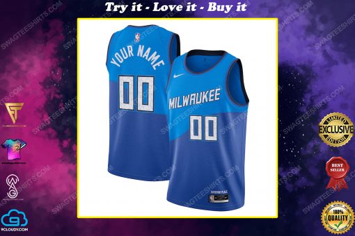 Custom name milwaukee bucks full print basketball jersey