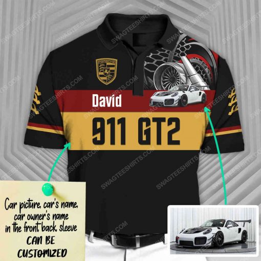 Custom porsche 911 sports car racing all over print polo shirt 1