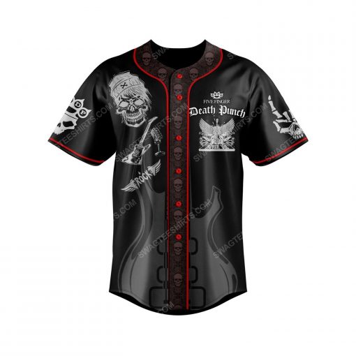 Custom skull five finger death punch rock band all over print baseball jersey 2 - Copy