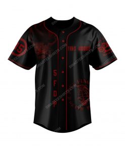 Custom skull with fire death punch all over print baseball jersey 2