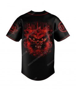 Custom skull with fire death punch all over print baseball jersey 3