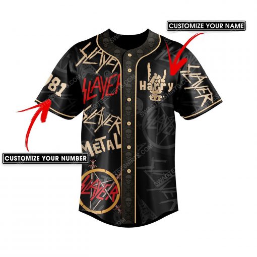 Custom slayer metal rock band all over print baseball jersey 3