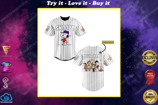 Custom snoopy and charlie brown all over print baseball jersey
