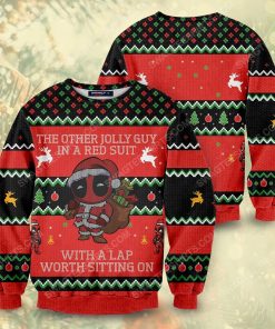 Deadpool the other jolly guy in a red suit ugly christmas sweater 2