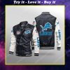 Detroit lions all over print leather bomber jacket