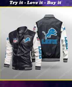 Detroit lions all over print leather bomber jacket