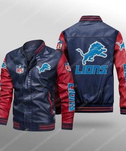 Detroit lions all over print leather bomber jacket - red