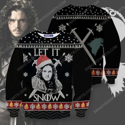 GOT let it snow jon snow for christmas time full print ugly christmas sweater 2