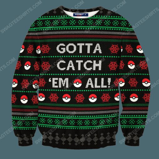 Gotta catch em all pokemon ugly christmas sweater 3