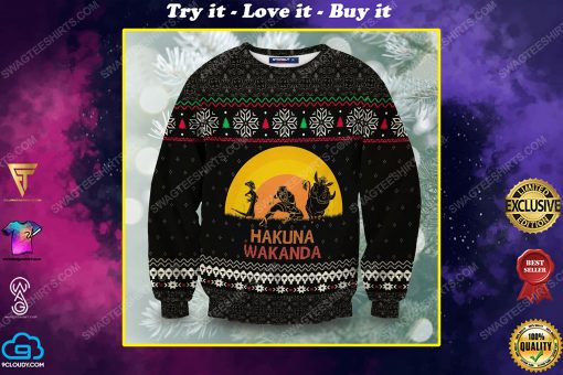 Hakuna wakanda full print ugly christmas sweater