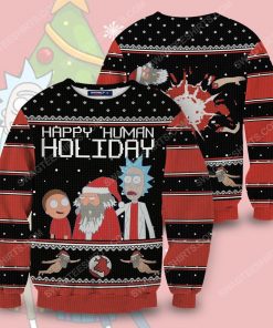 Happy human holiday rick and morty full print ugly christmas sweater 5