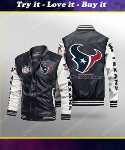 Houston texans all over print leather bomber jacket