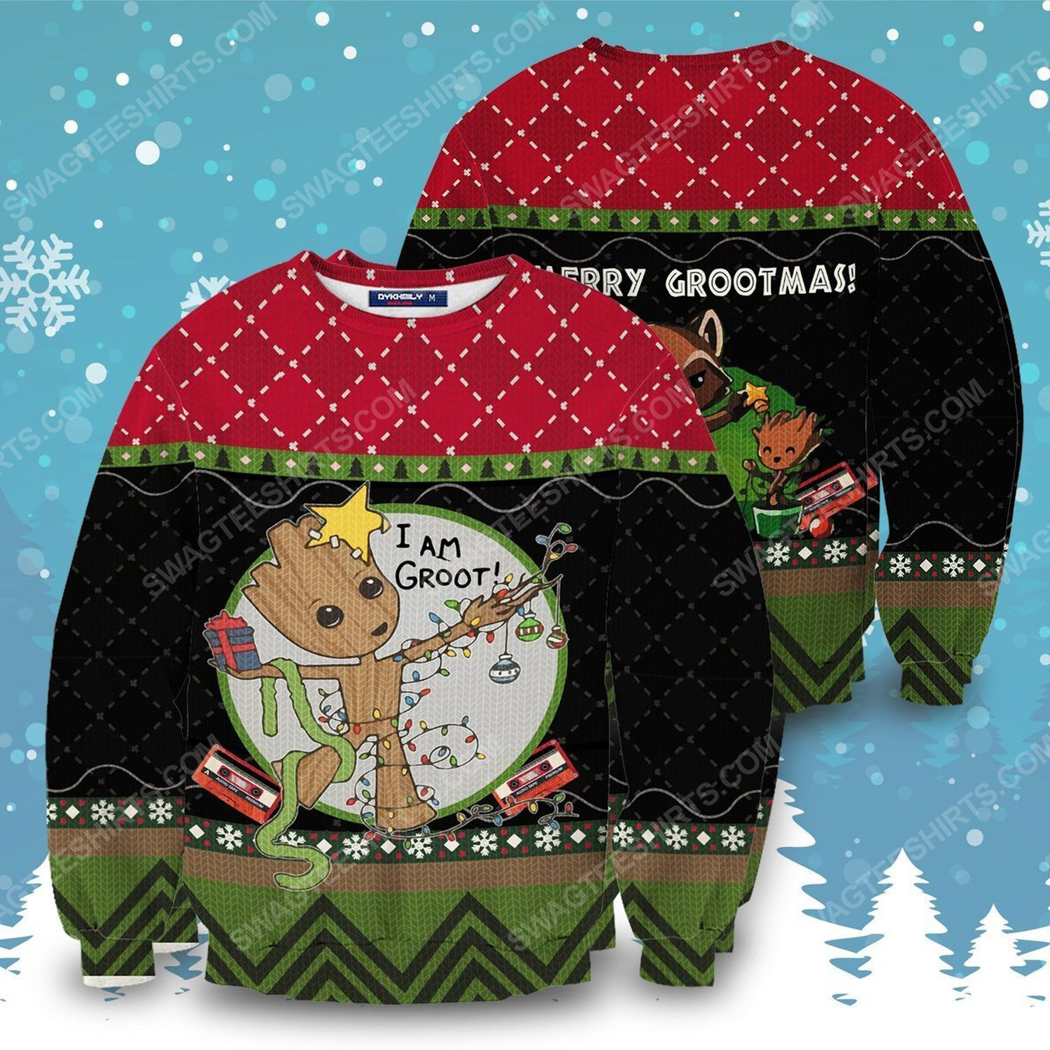 I am groot for christmas full print ugly christmas sweater 2