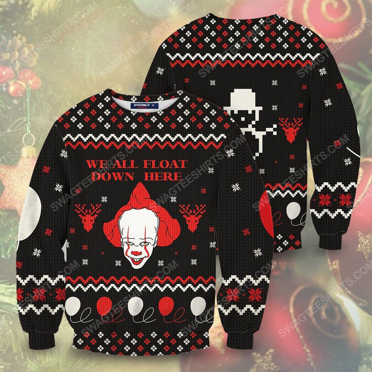 IT pennywise we all float down here ugly christmas sweater 2