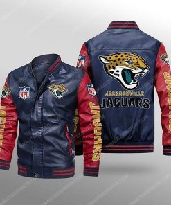 Jacksonville jaguars all over print leather bomber jacket - red
