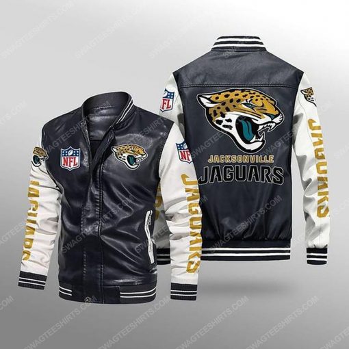 Jacksonville jaguars all over print leather bomber jacket - white