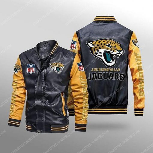 Jacksonville jaguars all over print leather bomber jacket - yellow