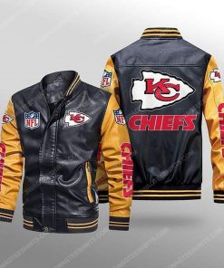 Kansas city chiefs all over print leather bomber jacket - yellow