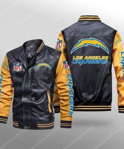 Los angeles chargers all over print leather bomber jacket - yellow