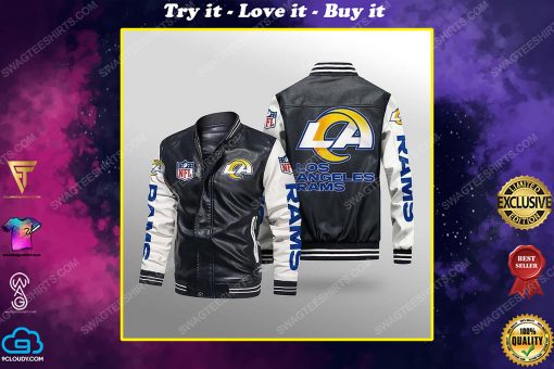 Los angeles rams all over print leather bomber jacket
