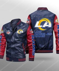 Los angeles rams all over print leather bomber jacket - red