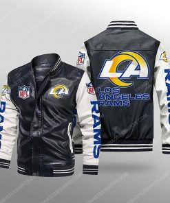 Los angeles rams all over print leather bomber jacket - white