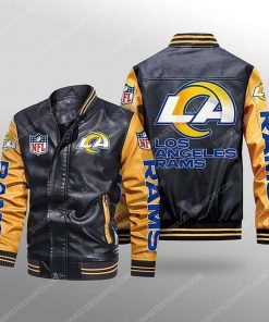 Los angeles rams all over print leather bomber jacket - yellow