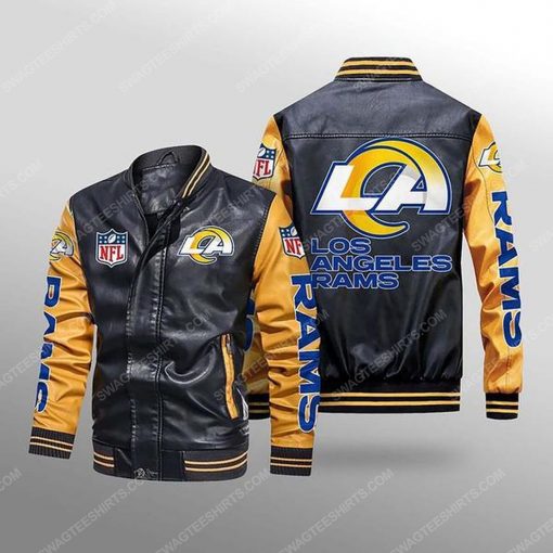 Los angeles rams all over print leather bomber jacket - yellow