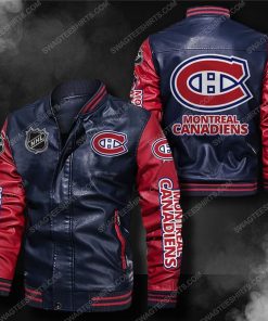 Montreal canadiens all over print leather bomber jacket - red
