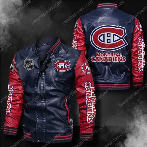 Montreal canadiens all over print leather bomber jacket - red