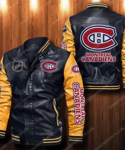 Montreal canadiens all over print leather bomber jacket - yellow