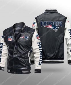 New england patriots all over print leather bomber jacket - white