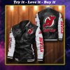 New jersey devils all over print leather bomber jacket