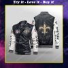 New orleans saints all over print leather bomber jacket