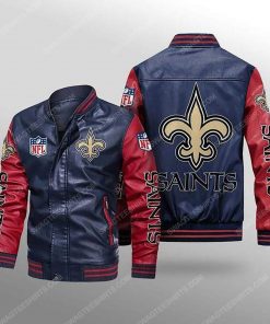 New orleans saints all over print leather bomber jacket - red