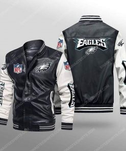 Philadelphia eagles all over print leather bomber jacket - white