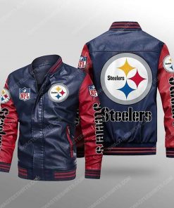 Pittsburgh steelers all over print leather bomber jacket - red
