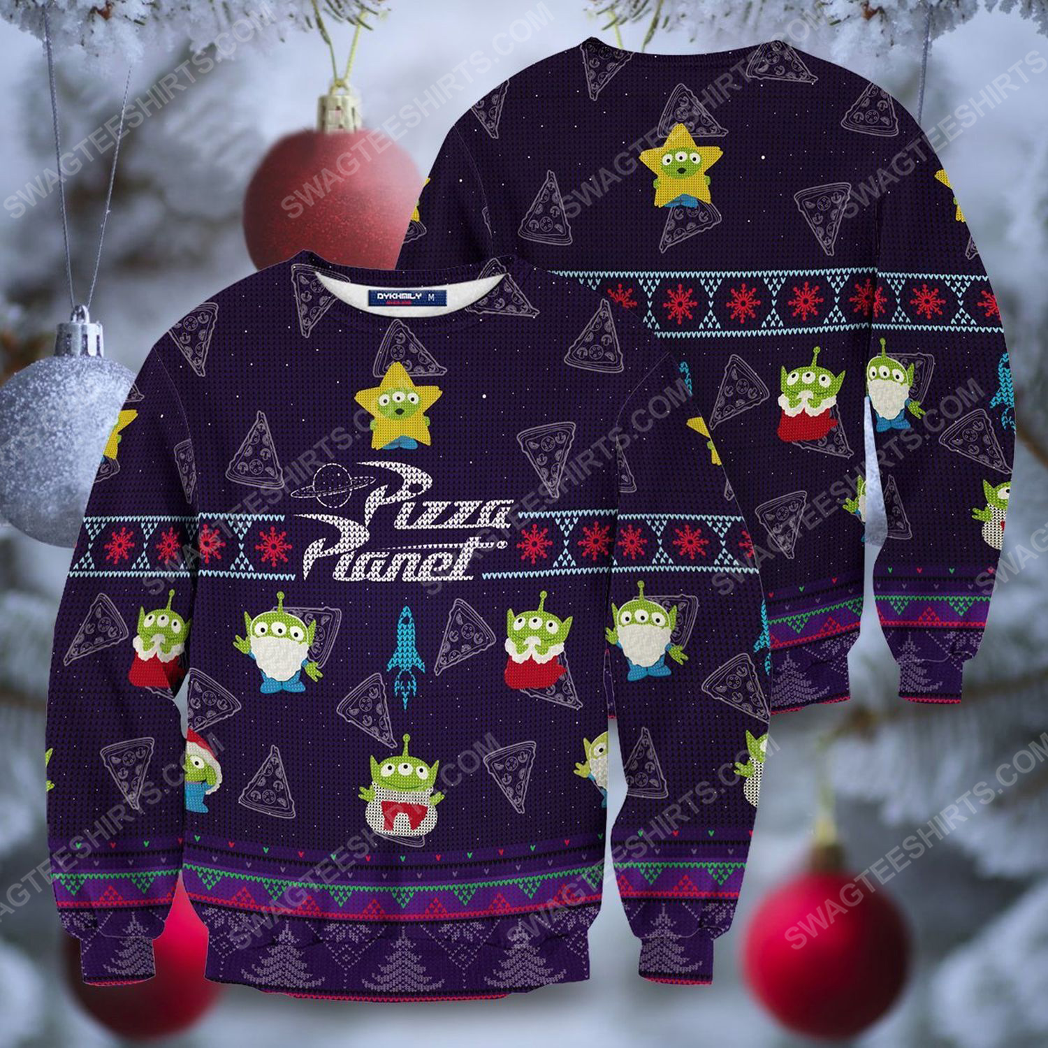 Pizza planet full print ugly christmas sweater 2