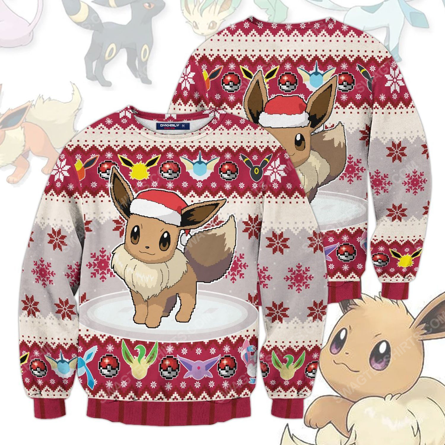 Pokemon eeveelution christmas holiday ugly christmas sweater 2