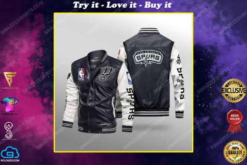 San antonio spurs all over print leather bomber jacket
