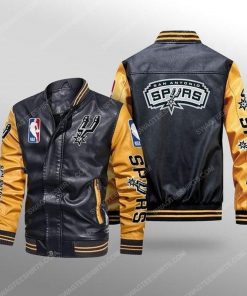 San antonio spurs all over print leather bomber jacket - yellow