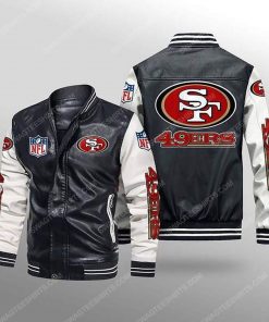 San francisco 49ers all over print leather bomber jacket - white