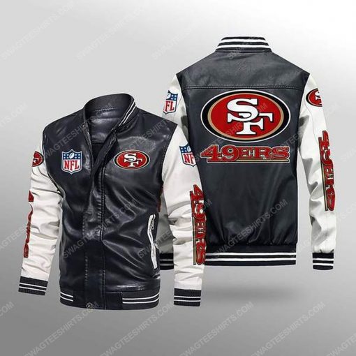 San francisco 49ers all over print leather bomber jacket - white