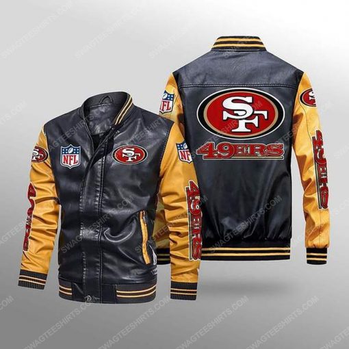 San francisco 49ers all over print leather bomber jacket - yellow