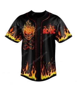 Skull with fire acdc rock band all over print baseball jersey 2